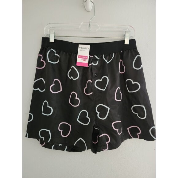 Men Black Pink And Blue Heart Boxers Size Small - 100% Polyester - Picture 1 of 5